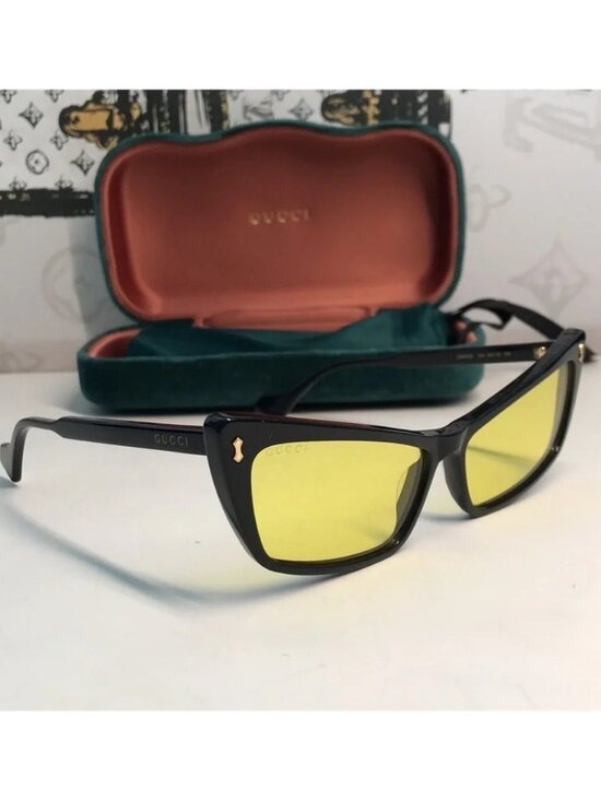 New Authentic Gucci GG626S 002 Sunglasses – Black Frame with Yellow Lenses ✨ main image 5